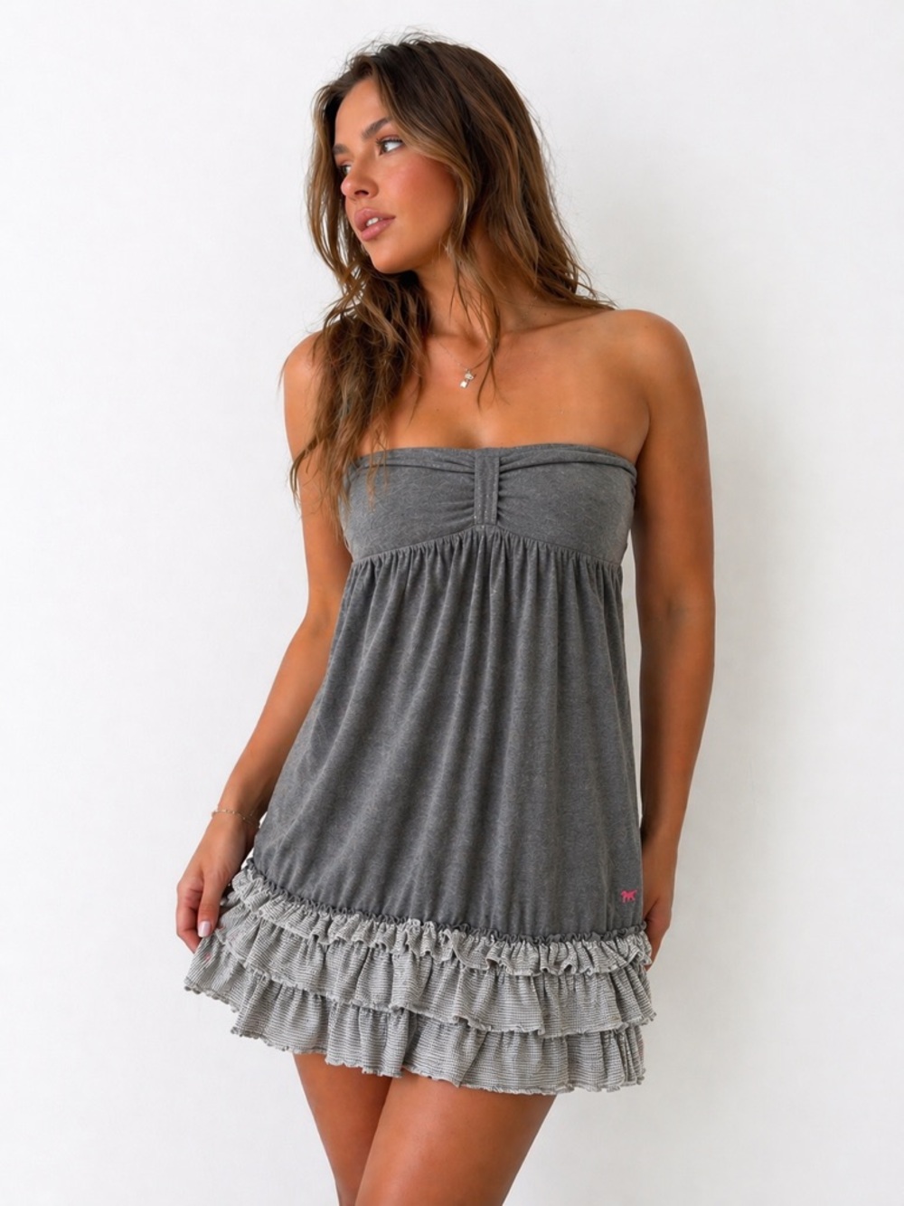 Victoria’s Secret PINK  Babydoll Tube Top Mini Dress Size M Y2K Coquette